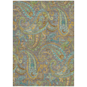 Homeroots 2' Artichoke Green Paisley Washable Indoor-outdoor Runner Rug For Easy Care And Style Taupe Polyester 561458