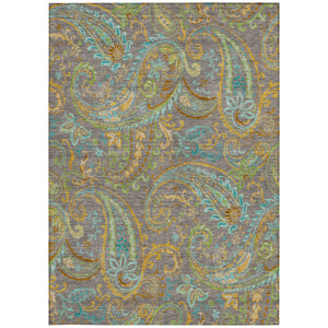 Homeroots 5' X 8' Taupe Paisley Washable Non Skid Indoor Outdoor Area Rug Taupe Polyester 561459