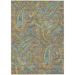Homeroots 5' X 8' Taupe Paisley Washable Non Skid Indoor Outdoor Area Rug Taupe Polyester 561459