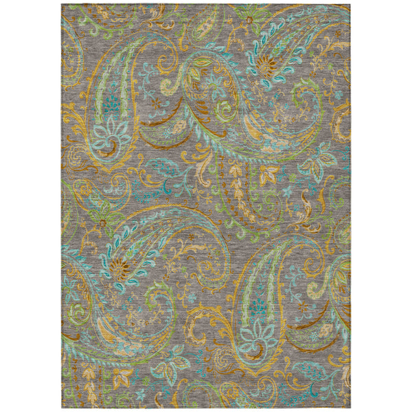 Homeroots 5' X 8' Taupe Paisley Washable Non Skid Indoor Outdoor Area Rug Taupe Polyester 561459