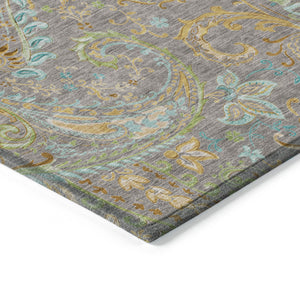 Homeroots 5' X 8' Taupe Paisley Washable Non Skid Indoor Outdoor Area Rug Taupe Polyester 561459