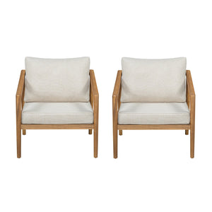 English Elm Christopher Knight Home® - Westin Elegant Acacia Wood Club Chair Set Of 2 With Removable Cushions For Stylish Outdoor Comfort N775P239512N