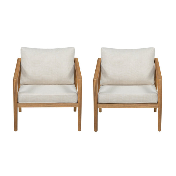 English Elm Christopher Knight Home® - Westin Elegant Acacia Wood Club Chair Set Of 2 With Removable Cushions For Stylish Outdoor Comfort N775P239512N
