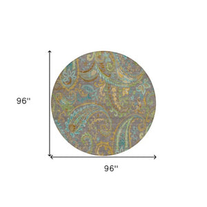 Homeroots 2' Artichoke Green Paisley Washable Indoor-outdoor Runner Rug For Easy Care And Style Taupe Polyester 561460