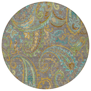 Homeroots 2' Artichoke Green Paisley Washable Indoor-outdoor Runner Rug For Easy Care And Style Taupe Polyester 561460