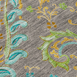 Homeroots 2' Artichoke Green Paisley Washable Indoor-outdoor Runner Rug For Easy Care And Style Taupe Polyester 561460