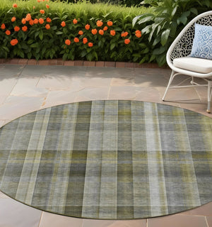 HomeRoots 5' X 8' Plaid Washable Area Rug - Durable, Non-Skid Design for Indoor/Outdoor Use & Easy Care Solutions Gray 561478
