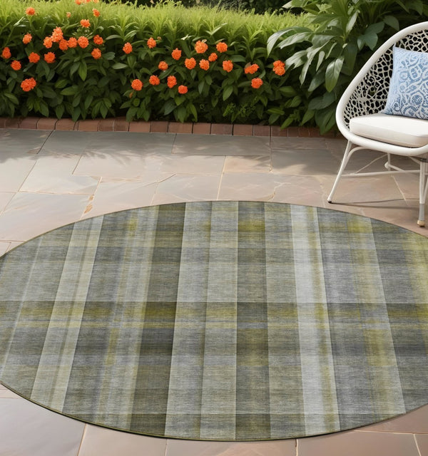 HomeRoots 5' X 8' Plaid Washable Area Rug - Durable, Non-Skid Design for Indoor/Outdoor Use & Easy Care Solutions Gray 561478