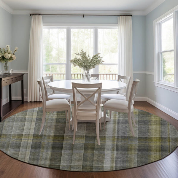 HomeRoots 5' X 8' Plaid Washable Area Rug - Durable, Non-Skid Design for Indoor/Outdoor Use & Easy Care Solutions Gray 561478