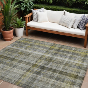 HomeRoots 5' X 8' Plaid Washable Area Rug - Durable, Non-Skid Design for Indoor/Outdoor Use & Easy Care Solutions Gray 561479