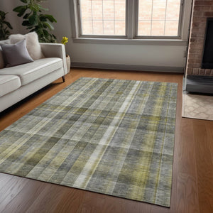 HomeRoots 5' X 8' Plaid Washable Area Rug - Durable, Non-Skid Design for Indoor/Outdoor Use & Easy Care Solutions Gray 561480