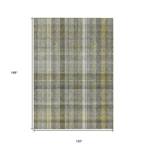HomeRoots 5' X 8' Plaid Washable Area Rug - Durable, Non-Skid Design for Indoor/Outdoor Use & Easy Care Solutions Gray 561481