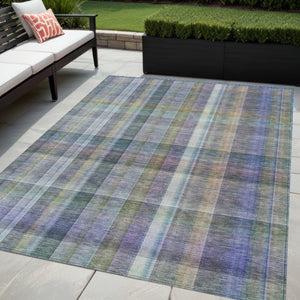 HomeRoots 5' X 8' Plaid Washable Area Rug - Durable, Non-Skid Design for Indoor/Outdoor Use & Easy Care Solutions Green 561486