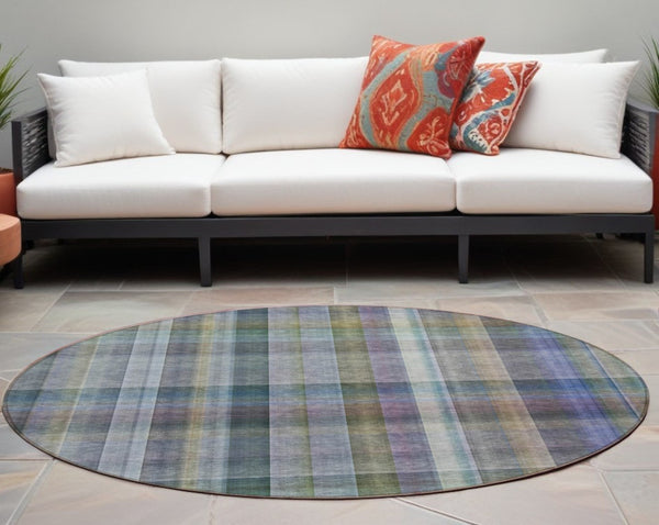 HomeRoots 5' X 8' Plaid Washable Area Rug - Durable, Non-Skid Design for Indoor/Outdoor Use & Easy Care Solutions Green 561487