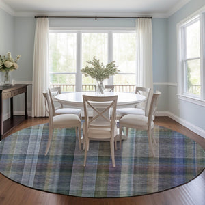 HomeRoots 5' X 8' Plaid Washable Area Rug - Durable, Non-Skid Design for Indoor/Outdoor Use & Easy Care Solutions Green 561487
