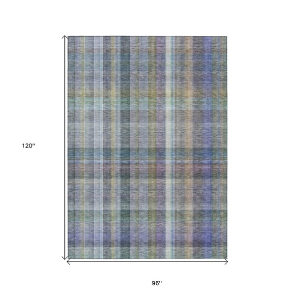 HomeRoots 5' X 8' Plaid Washable Area Rug - Durable, Non-Skid Design for Indoor/Outdoor Use & Easy Care Solutions Green 561488