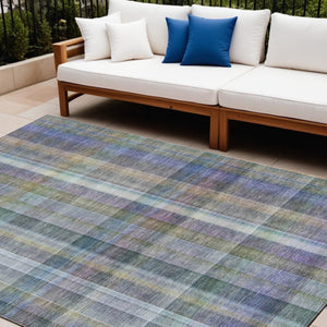 HomeRoots 5' X 8' Plaid Washable Area Rug - Durable, Non-Skid Design for Indoor/Outdoor Use & Easy Care Solutions Green 561488
