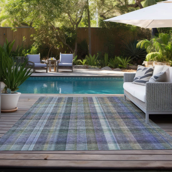 HomeRoots 5' X 8' Plaid Washable Area Rug - Durable, Non-Skid Design for Indoor/Outdoor Use & Easy Care Solutions Green 561488