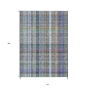 HomeRoots 5' X 8' Plaid Washable Area Rug - Durable, Non-Skid Design for Indoor/Outdoor Use & Easy Care Solutions Green 561490
