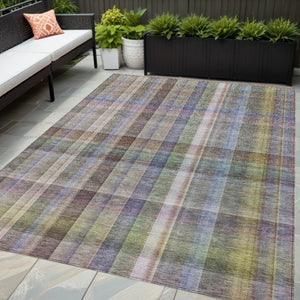 HomeRoots 5' X 8' Plaid Washable Area Rug - Durable, Non-Skid Design for Indoor/Outdoor Use & Easy Care Solutions Pewter 561495