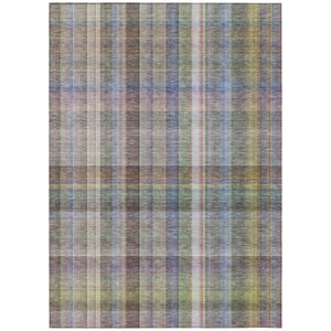 HomeRoots 5' X 8' Plaid Washable Area Rug - Durable, Non-Skid Design for Indoor/Outdoor Use & Easy Care Solutions Pewter 561495