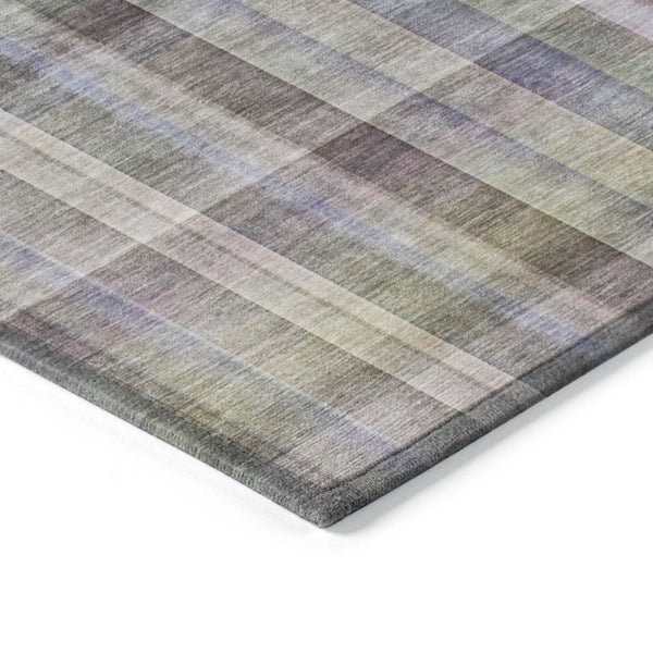 HomeRoots 5' X 8' Plaid Washable Area Rug - Durable, Non-Skid Design for Indoor/Outdoor Use & Easy Care Solutions Pewter 561495