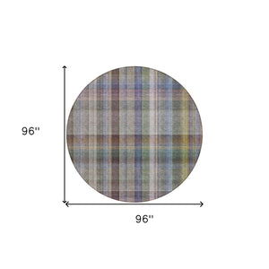 HomeRoots 5' X 8' Plaid Washable Area Rug - Durable, Non-Skid Design for Indoor/Outdoor Use & Easy Care Solutions Pewter 561497