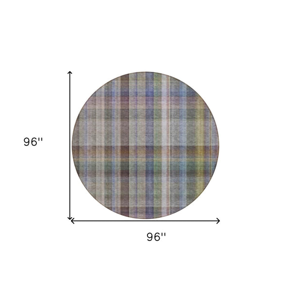 HomeRoots 5' X 8' Plaid Washable Area Rug - Durable, Non-Skid Design for Indoor/Outdoor Use & Easy Care Solutions Pewter 561497