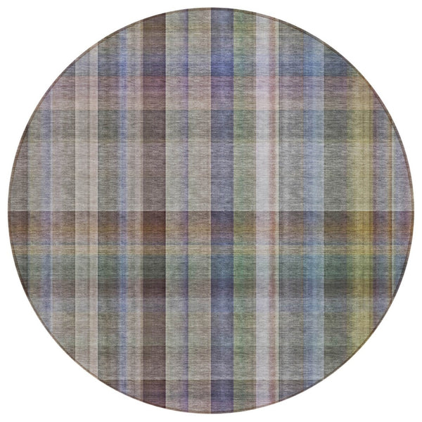 HomeRoots 5' X 8' Plaid Washable Area Rug - Durable, Non-Skid Design for Indoor/Outdoor Use & Easy Care Solutions Pewter 561497