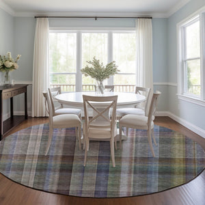 HomeRoots 5' X 8' Plaid Washable Area Rug - Durable, Non-Skid Design for Indoor/Outdoor Use & Easy Care Solutions Pewter 561497