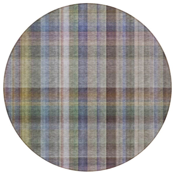 HomeRoots 5' X 8' Plaid Washable Area Rug - Durable, Non-Skid Design for Indoor/Outdoor Use & Easy Care Solutions Pewter 561497