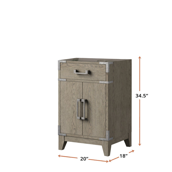 English Elm Grey Oak Single Bath Vanity - Modern 20" W X 18" D Design With Soft-Close, Solid Wood Frame Storage B2731P259733