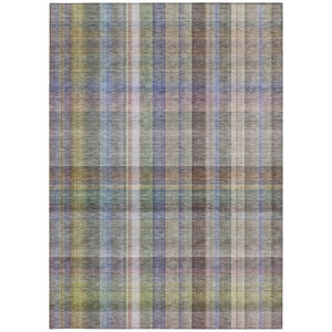 HomeRoots 5' X 8' Plaid Washable Area Rug - Durable, Non-Skid Design for Indoor/Outdoor Use & Easy Care Solutions Pewter 561501