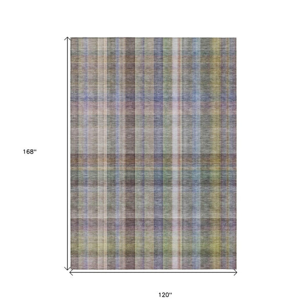 HomeRoots 5' X 8' Plaid Washable Area Rug - Durable, Non-Skid Design for Indoor/Outdoor Use & Easy Care Solutions Pewter 561501