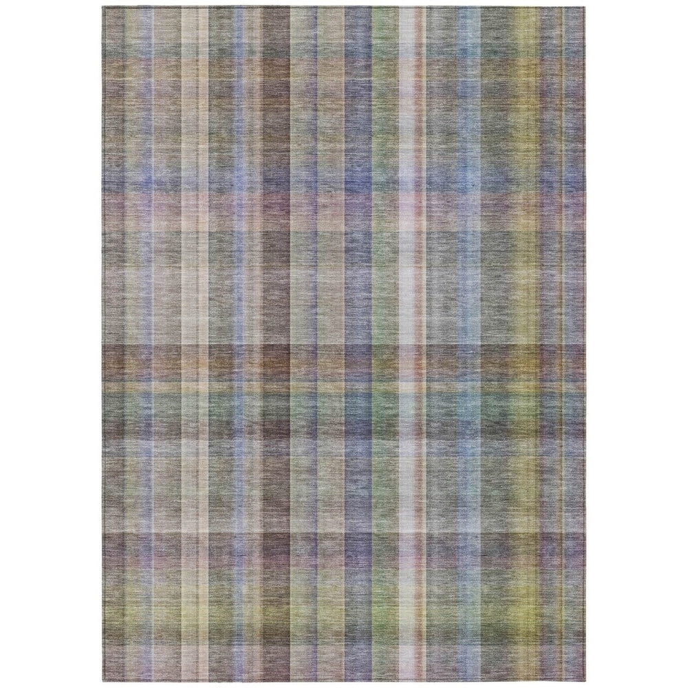 HomeRoots 5' X 8' Plaid Washable Area Rug - Durable, Non-Skid Design for Indoor/Outdoor Use & Easy Care Solutions Pewter 561501