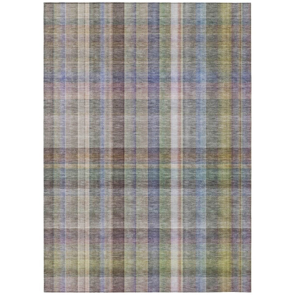 HomeRoots 5' X 8' Plaid Washable Area Rug - Durable, Non-Skid Design for Indoor/Outdoor Use & Easy Care Solutions Pewter 561501