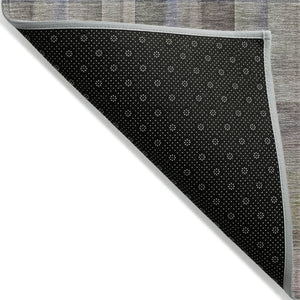 HomeRoots 5' X 8' Plaid Washable Area Rug - Durable, Non-Skid Design for Indoor/Outdoor Use & Easy Care Solutions Pewter 561501