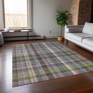 HomeRoots 5' X 8' Plaid Washable Area Rug - Durable, Non-Skid Design for Indoor/Outdoor Use & Easy Care Solutions Pewter 561501