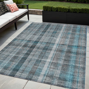 HomeRoots 5' X 8' Plaid Washable Area Rug - Durable, Non-Skid Design for Indoor/Outdoor Use & Easy Care Solutions Teal 561506