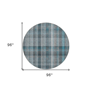 HomeRoots 5' X 8' Plaid Washable Area Rug - Durable, Non-Skid Design for Indoor/Outdoor Use & Easy Care Solutions Teal 561507
