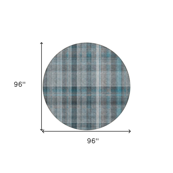 HomeRoots 5' X 8' Plaid Washable Area Rug - Durable, Non-Skid Design for Indoor/Outdoor Use & Easy Care Solutions Teal 561507