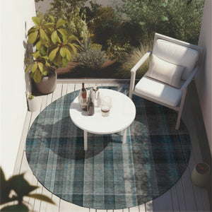 HomeRoots 5' X 8' Plaid Washable Area Rug - Durable, Non-Skid Design for Indoor/Outdoor Use & Easy Care Solutions Teal 561507