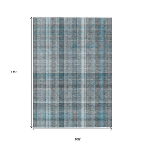 HomeRoots 5' X 8' Plaid Washable Area Rug - Durable, Non-Skid Design for Indoor/Outdoor Use & Easy Care Solutions Teal 561509