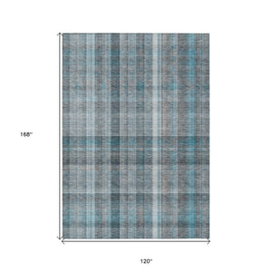 HomeRoots 5' X 8' Plaid Washable Area Rug - Durable, Non-Skid Design for Indoor/Outdoor Use & Easy Care Solutions Teal 561510