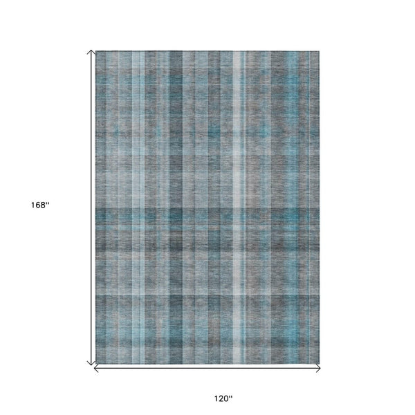 HomeRoots 5' X 8' Plaid Washable Area Rug - Durable, Non-Skid Design for Indoor/Outdoor Use & Easy Care Solutions Teal 561510