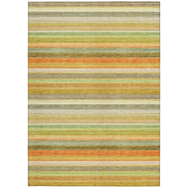 Homeroots 3' X 5' Artichoke Green Striped Washable Non Skid Indoor Outdoor Area Rug Aloe Polyester 561514