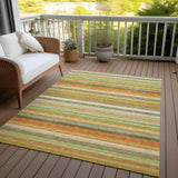 Homeroots 3' X 5' Artichoke Green Striped Washable Non Skid Indoor Outdoor Area Rug Aloe Polyester 561514