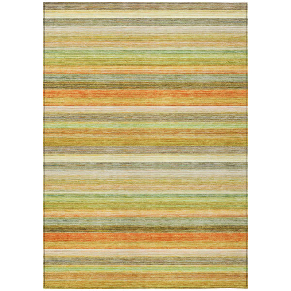 Homeroots 3' X 5' Artichoke Green Striped Washable Non Skid Indoor Outdoor Area Rug Aloe Polyester 561514
