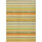 Homeroots 3' X 5' Artichoke Green Striped Washable Non Skid Indoor Outdoor Area Rug Aloe Polyester 561514