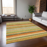 Homeroots 3' X 5' Artichoke Green Striped Washable Non Skid Indoor Outdoor Area Rug Aloe Polyester 561514